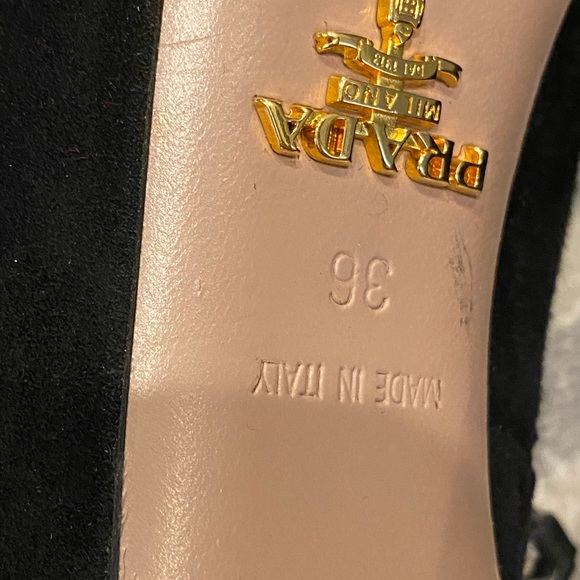 Prada Black suede platform booties with peep toe 6 - Picture 12 of 13